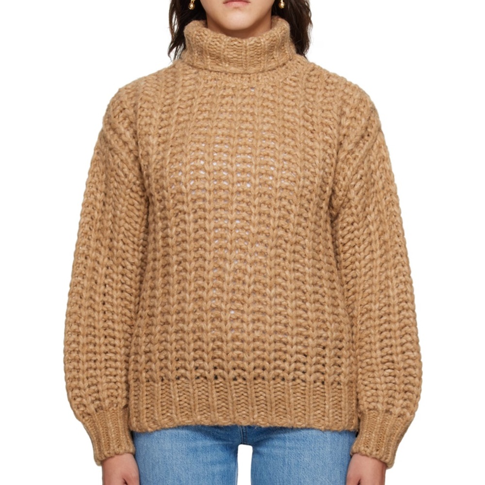 NWT Anine Bing Tan Chunky Knit Turtleneck Sweater